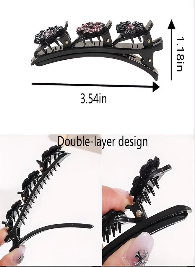 Jimmidy Sparkling Crystal Braided Hair Clips, Woven Hair Clips, New 2025 Women Styling Hair Clip, Women Flower Hair Accessories 4-Pack (rainbow colors) - Image 2